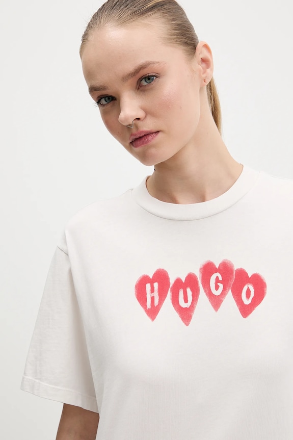 Pamučna majica HUGO Vintage Tee_22 bež 50561164