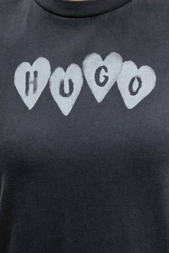 Хлопковая футболка HUGO Vintage Tee_22 50561164 серый