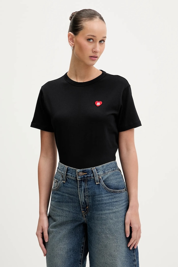 HUGO tricou din bumbac Damacia_6 imprimeu negru 50562145