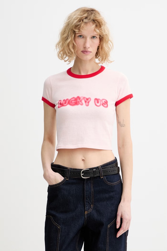 Bavlnené tričko Kenzo slim ružová FG52TS0124SK