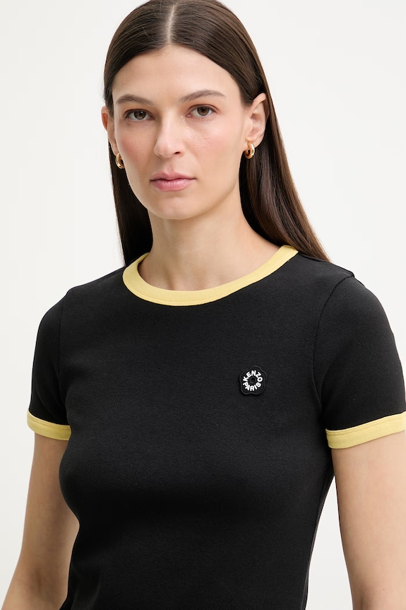 Kenzo t-shirt bawełniany z elastanem damski czarny FG52TS2174SJ