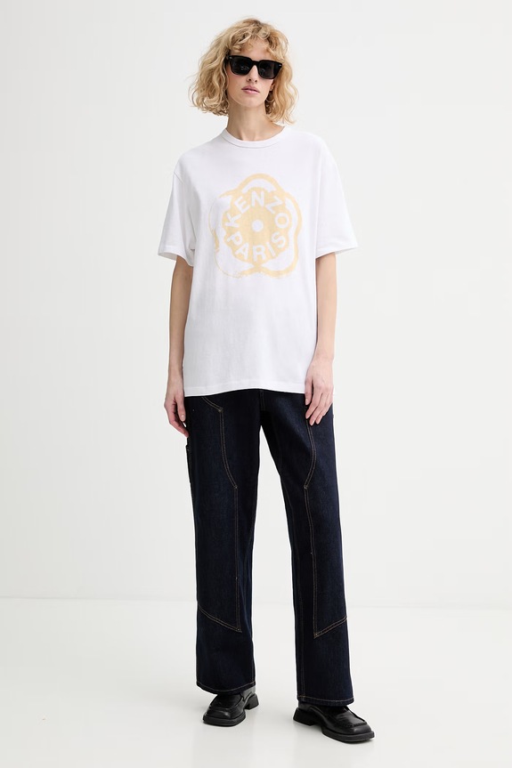 Kenzo tricou din bumbac FG52TS3034SK alb SS26