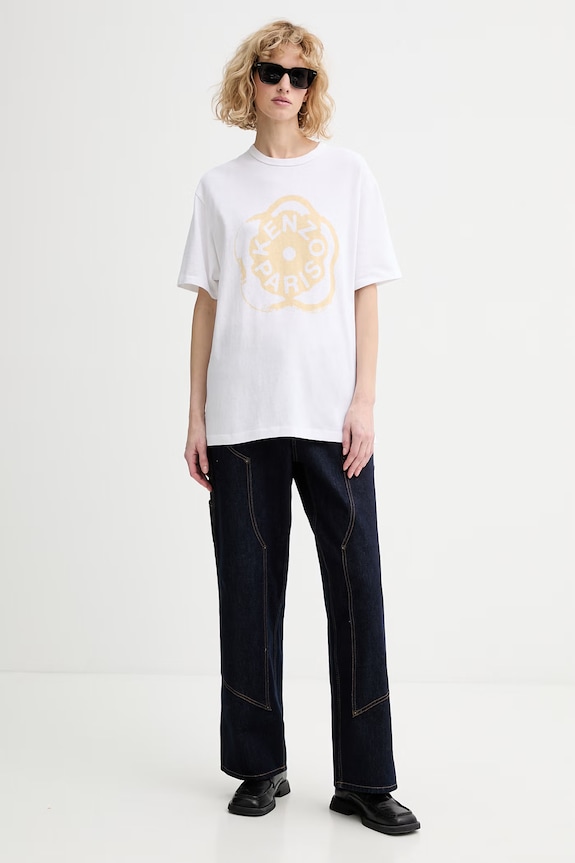 Kenzo tricou din bumbac FG52TS3034SK alb SS26