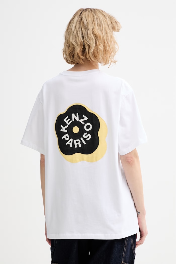 Kenzo t-shirt bawełniany aplikacja biały FG52TS3024SG