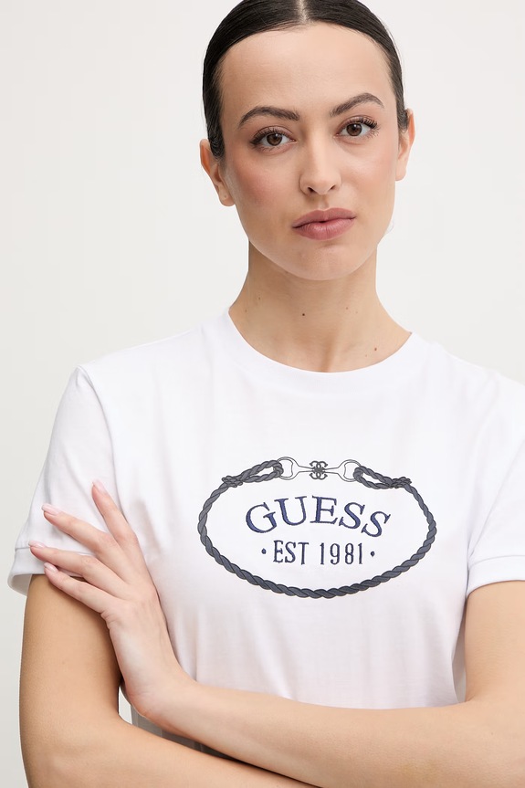 Pamučna majica Guess ROSALBA bijela V6RI04.K8FQ4