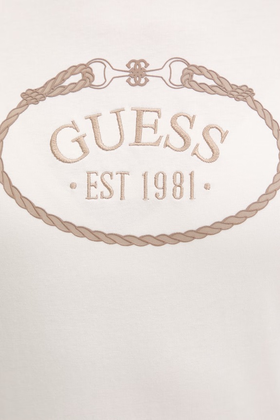 Βαμβακερό μπλουζάκι Guess ROSALBA V6RI04.K8FQ4 μπεζ