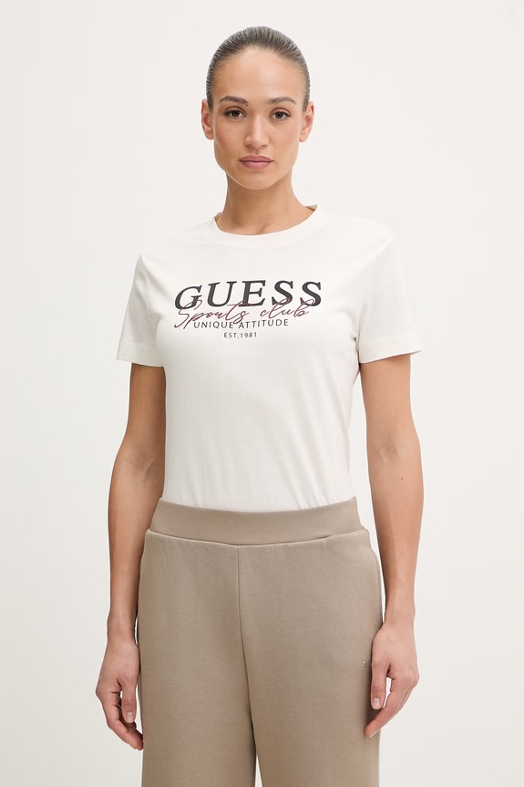 Pamučna majica Guess ARTEMISIA pamuk bež V6RI05.I3Z14