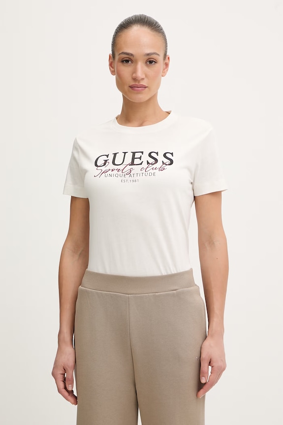 Pamučna majica Guess ARTEMISIA pamuk bež V6RI05.I3Z14