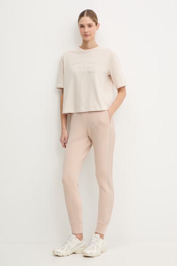 Bavlnené tričko Guess SOPHIE V6RI09.I3Z14 béžová SS26