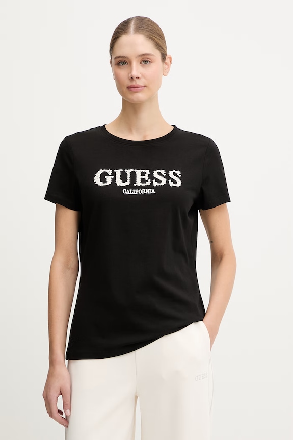 Guess t-shirt GIUDITTA z elastanem czarny V6RI11.J1314