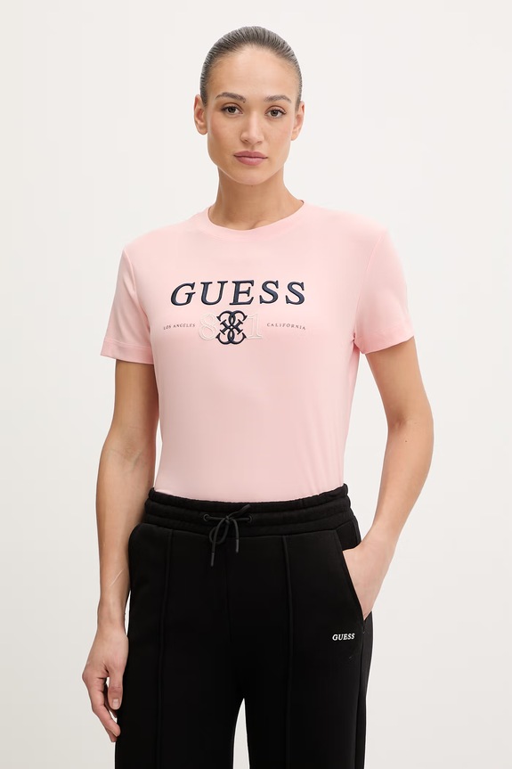 Μπλουζάκι Guess STEFFI κανονικό ροζ V6RI13.KD772