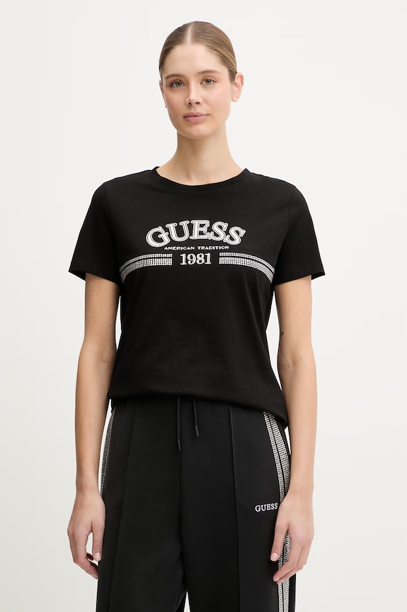 Guess t-shirt bawełniany ALDA regular czarny V6RI16.I3Z14