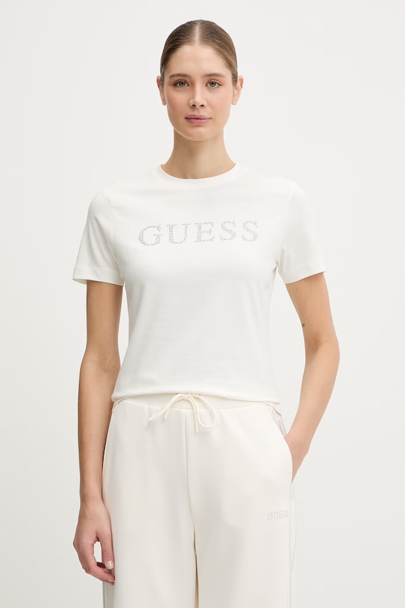 Тениска Guess OCTAVIA щампа бежов V6RI20.J1314