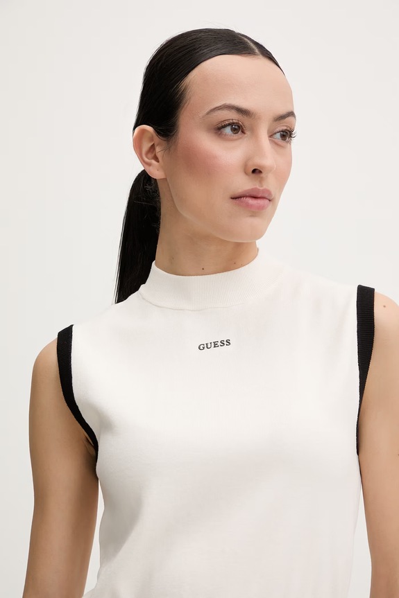 Guess top damski z wiskozy LAURENE beżowy V6RP07.Z4642
