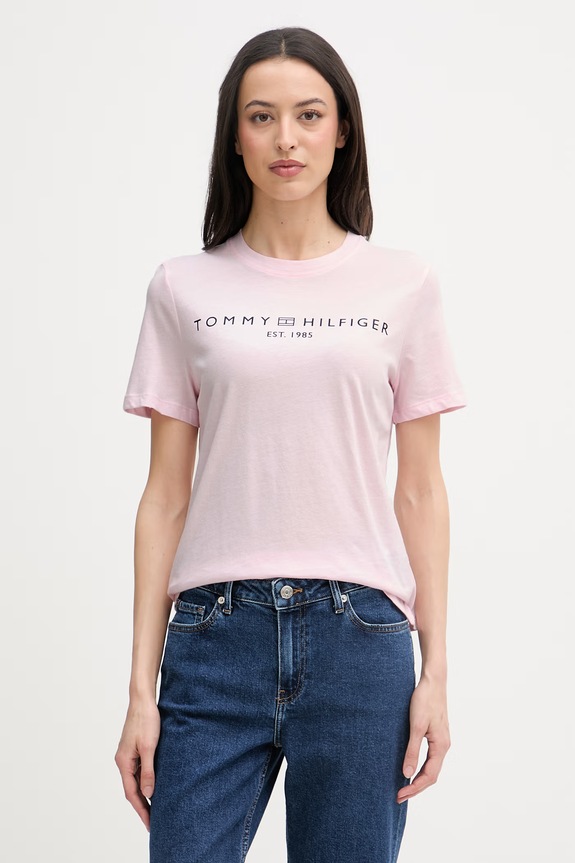 Tommy Hilfiger tričko dámske bavlnené ružová WW0WW40276.