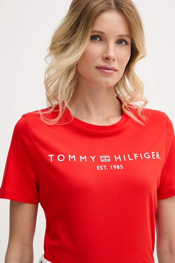 Tommy Hilfiger t-shirt Γυναικείο βαμβακερό κόκκινο WW0WW40276.