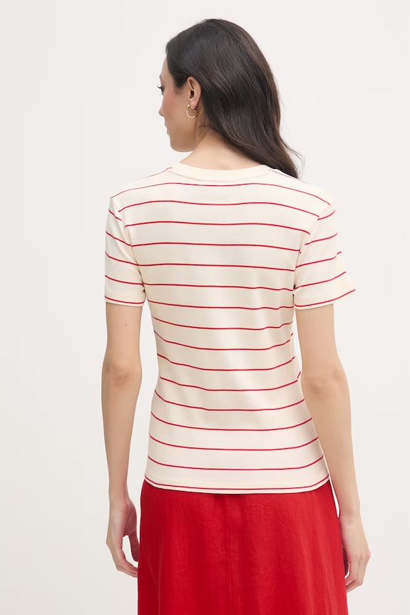 Odzież Tommy Hilfiger t-shirt damski bawełniany WW0WW40587. beżowy