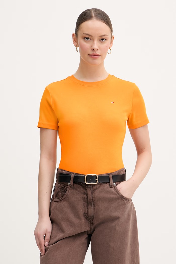 Tommy Hilfiger tricou de damă din bumbac portocaliu WW0WW40587.