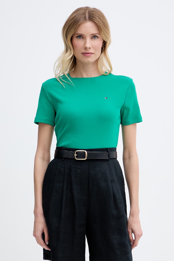 Tommy Hilfiger tricou de damă din bumbac verde WW0WW40587.
