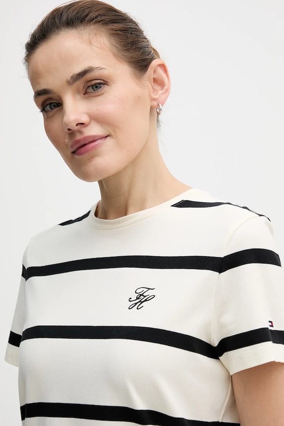 Тениска Tommy Hilfiger бежов WW0WW47809