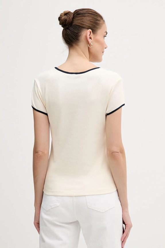 Ρούχα Βαμβακερό μπλουζάκι Tommy Hilfiger WW0WW47881 μπεζ