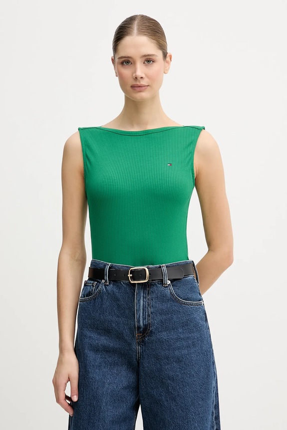 Tommy Hilfiger top de damă uni verde WW0WW47807