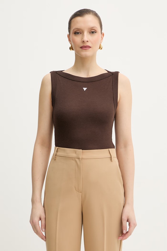 Guess top TINA z elastanem brązowy W5RP16.KCNH2