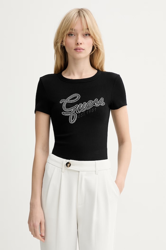 Guess t-shirt aplikacja czarny W6RI22.KA0H1