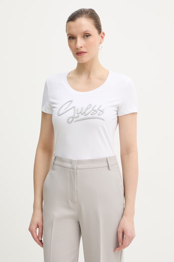 Тениска Guess щампа бял W6RI24.J1314