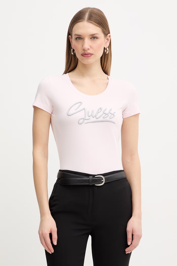 Guess t-shirt regular różowy W6RI24.J1314