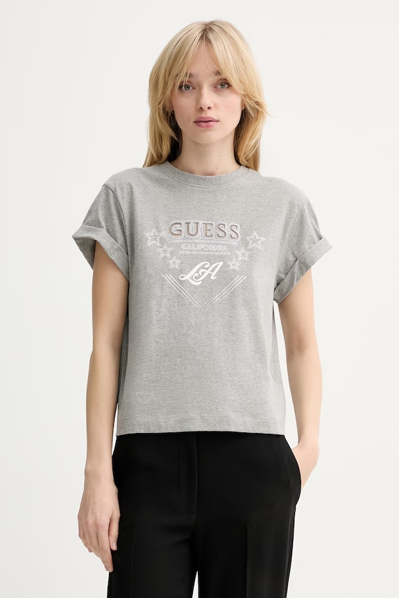 Guess t-shirt bawełniany regular szary W6RI30.I3Z14