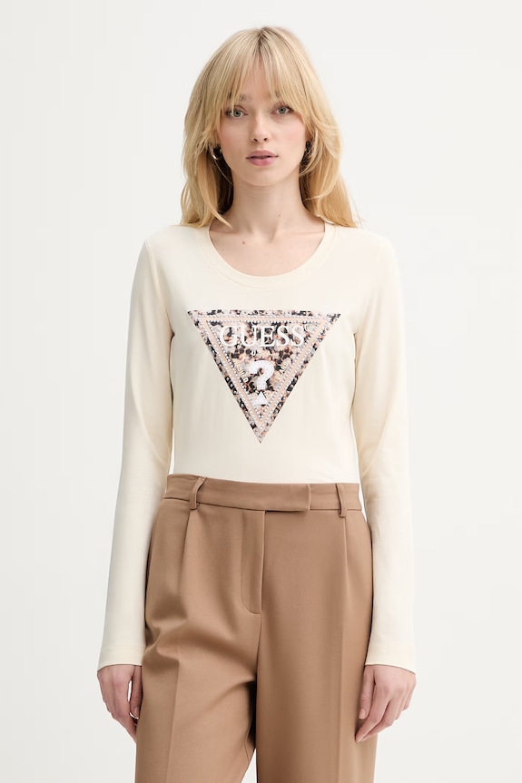 Guess longsleeve LEO z elastanem beżowy W6RI33.J1314