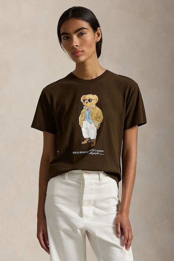 Polo Ralph Lauren t-shirt bawełniany nadruk brązowy 211A96599