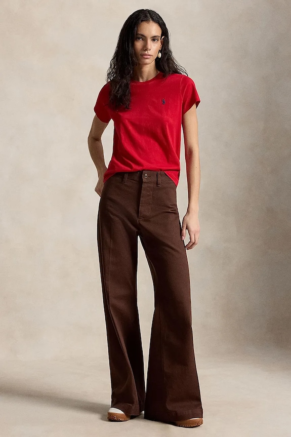Oblečení Polo Ralph Lauren tričko bavlněné dámské 211B14605 červená