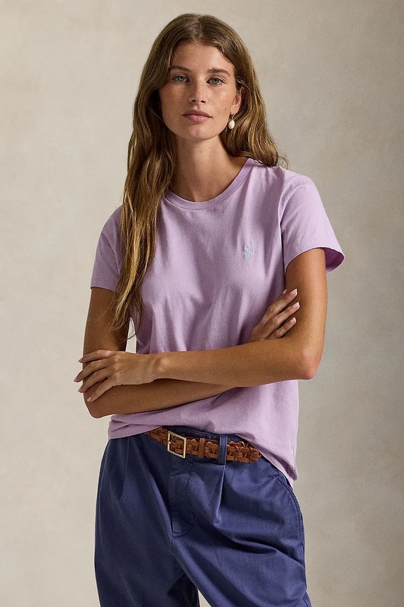 Polo Ralph Lauren tricou femei, din bumbac imprimeu violet 211B14605