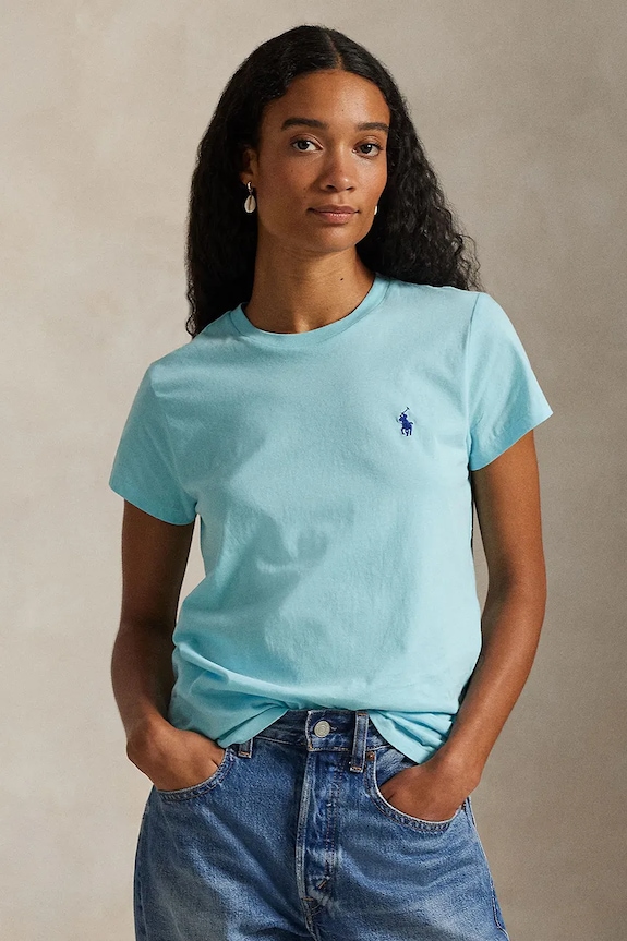 Polo Ralph Lauren t-shirt damski bawełniany regular turkusowy 211B14605