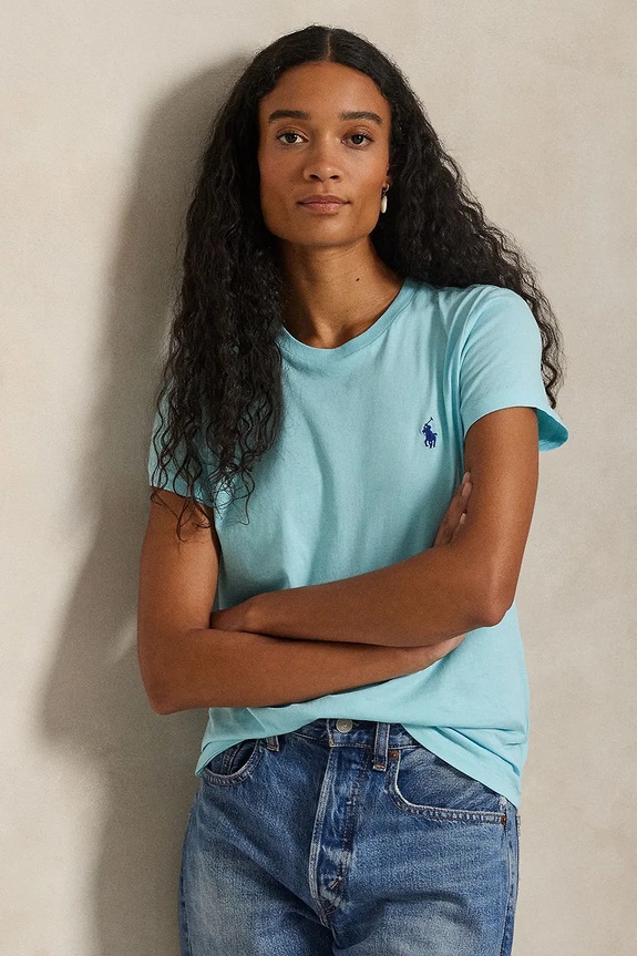 Polo Ralph Lauren t-shirt damski bawełniany 211B14605 turkusowy