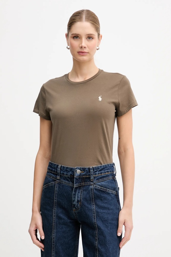 Polo Ralph Lauren tričko bavlnené dámske regular hnedá 211B14605