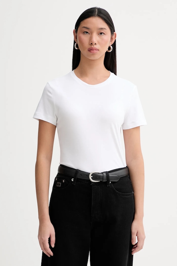 Bavlněné tričko Calvin Klein hladký bílá LV044E205G