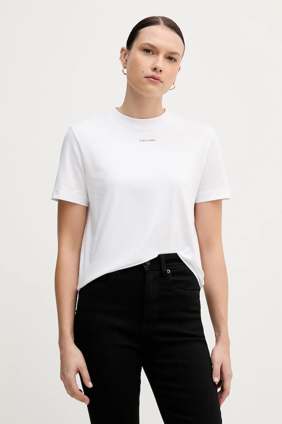Calvin Klein T-shirt damski bawełniany bawełna biały LV147C857G
