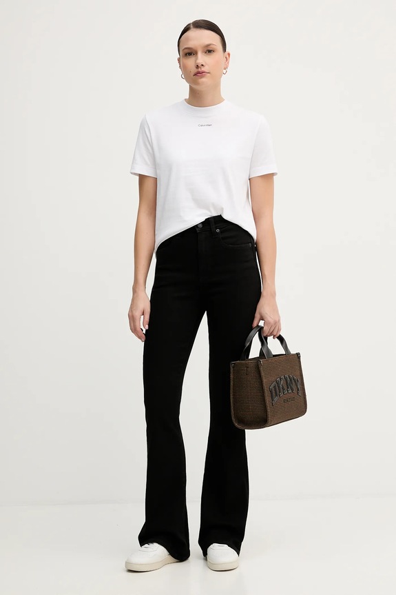 Calvin Klein T-shirt damski bawełniany LV147C857G biały SS26