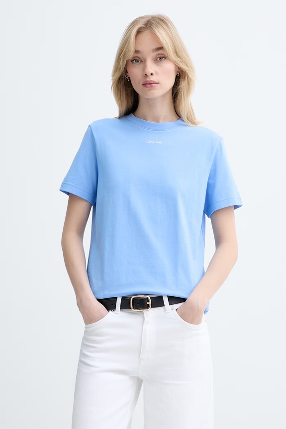 Calvin Klein t-shirt damski bawełniany niebieski LV147C857G