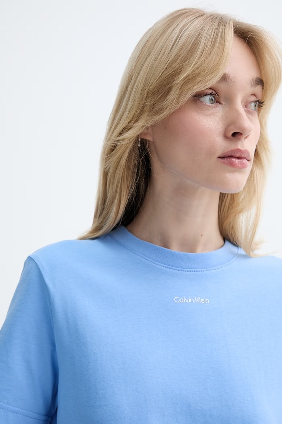 Calvin Klein t-shirt damski bawełniany niebieski LV147C857G
