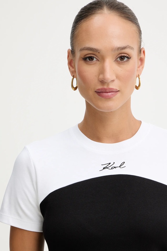Хлопковая футболка Karl Lagerfeld чёрный B1W17008