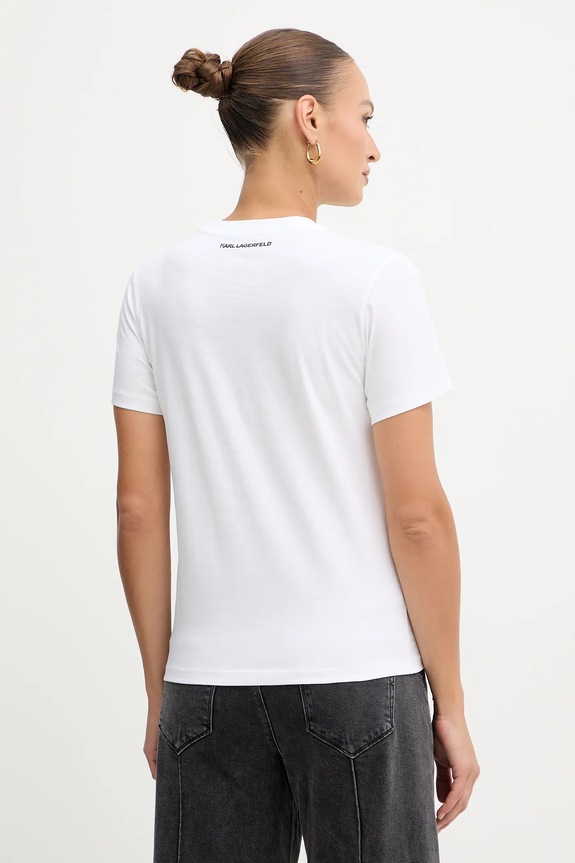 Ρούχα Βαμβακερό μπλουζάκι Karl Lagerfeld B1W17019 λευκό