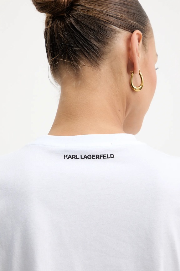Βαμβακερό μπλουζάκι Karl Lagerfeld B1W17026 λευκό
