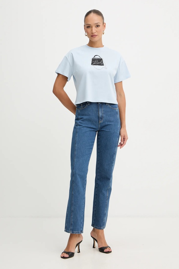 Βαμβακερό μπλουζάκι Karl Lagerfeld B1W17026 μπλε SS26
