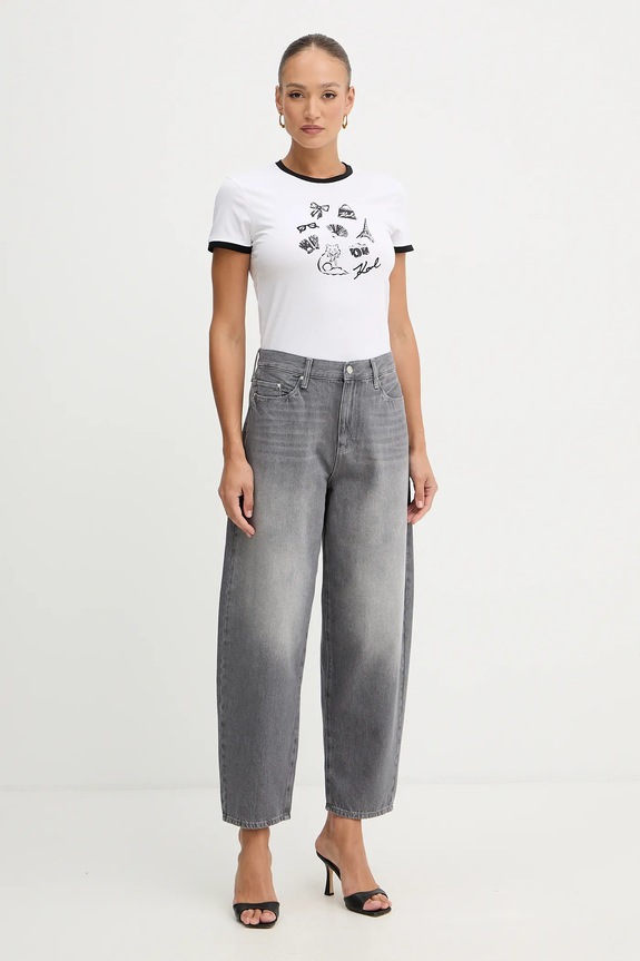 Βαμβακερό μπλουζάκι Karl Lagerfeld B1W17027 λευκό SS26