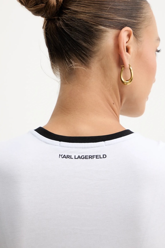 Βαμβακερό μπλουζάκι Karl Lagerfeld B1W17027 λευκό