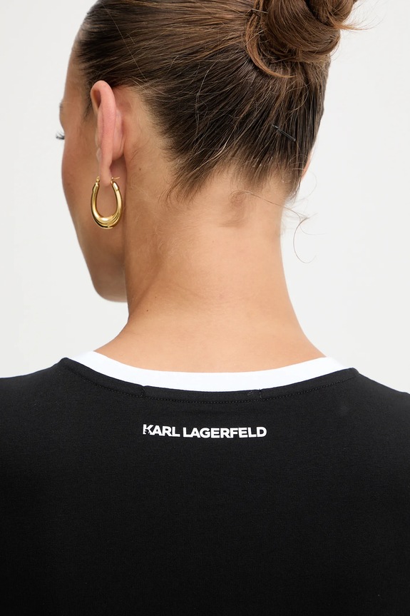Βαμβακερό μπλουζάκι Karl Lagerfeld B1W17027 μαύρο
